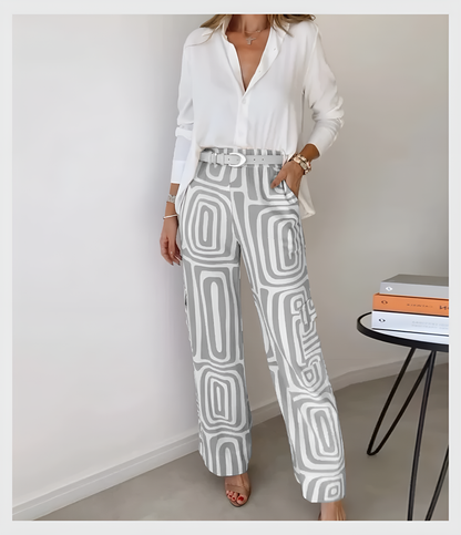 Elegant bukse – med bluse og belte inkludert