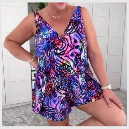 Trykkbar Badebukse Uten Ermer med V-hals – Komfort og Utrolig Stil