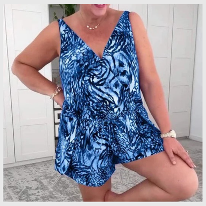 Trykkbar Badebukse Uten Ermer med V-hals – Komfort og Utrolig Stil