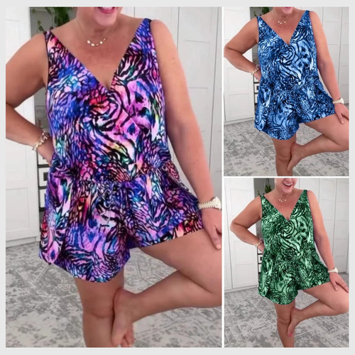 Trykkbar Badebukse Uten Ermer med V-hals – Komfort og Utrolig Stil