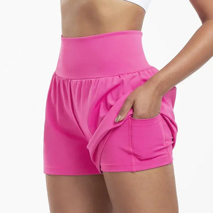 2-i-1 Høytlivs Yogashorts for Hverdag og Trening